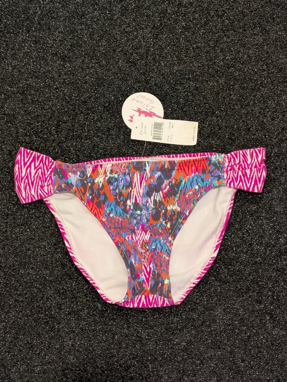 Island Soul Multicolor Printed Bikini Bottom with Pink Side Panels